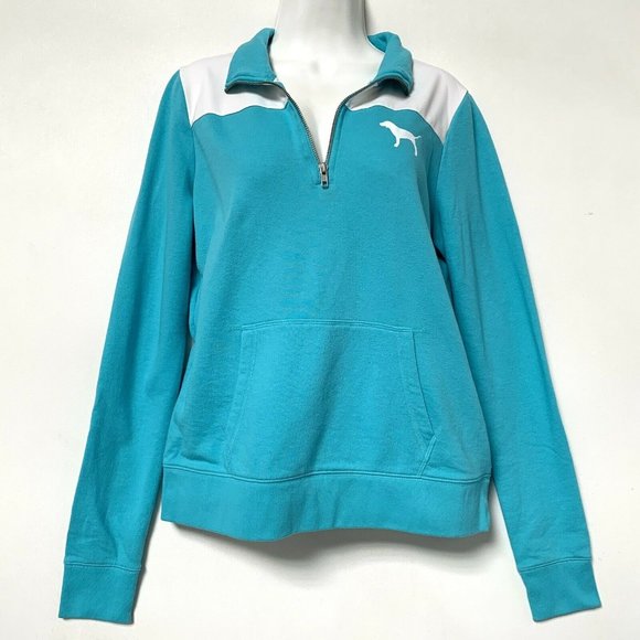 Victoria Secret Pink Sweater 1/4 Zipper Pullover T‎ - Picture 1 of 7